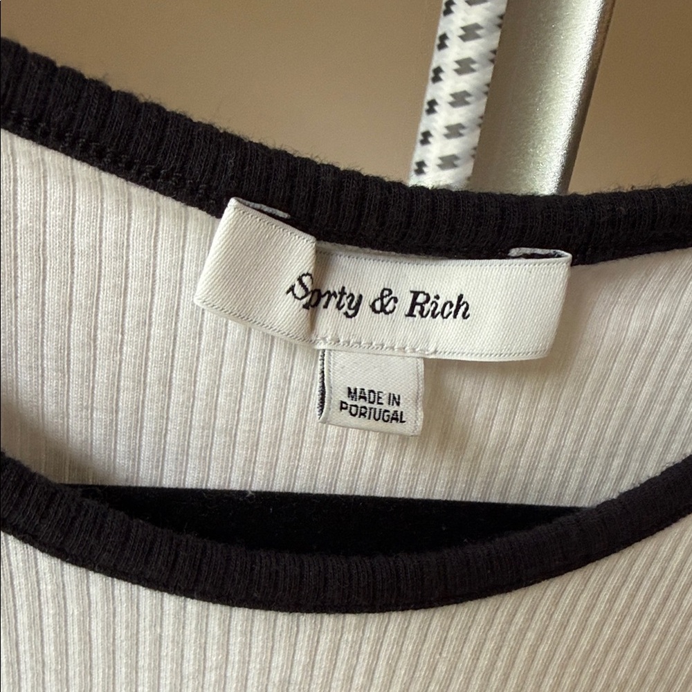Sporty & Rich White Ribbed Tank with Black Trim - Picture 4 of 4